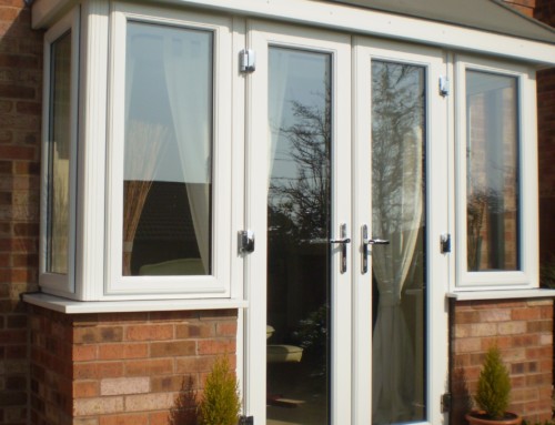 White French doors with flag windows