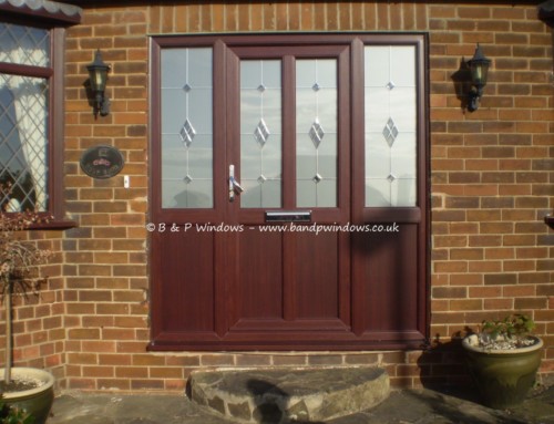 Rosewood engineered door with matching sidelights